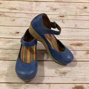 Dansko Blue Wedge Mary Janes